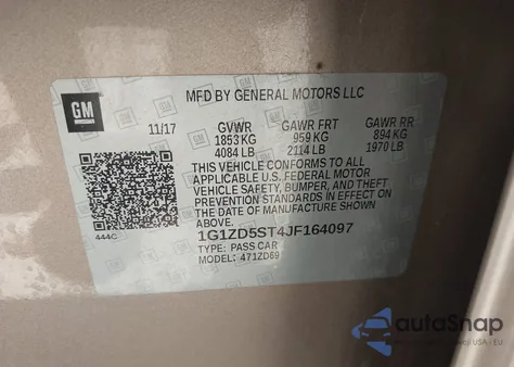 2018 Chevrolet Malibu Lt z USA, uszkodzony, nr VIN 1G1ZD5ST4JF164097